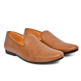 Tan casual slip-on leather shoes for men